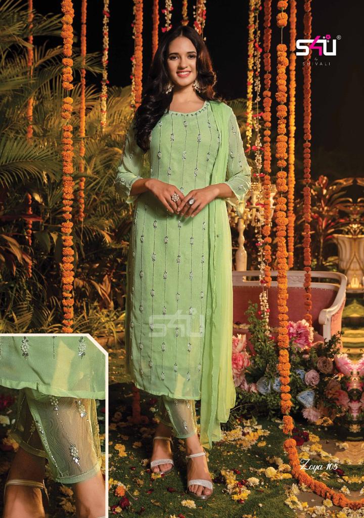 S4u Zoya New Exclusive Wear Georgette Kurti Pant With Dupatta Readymade Collection